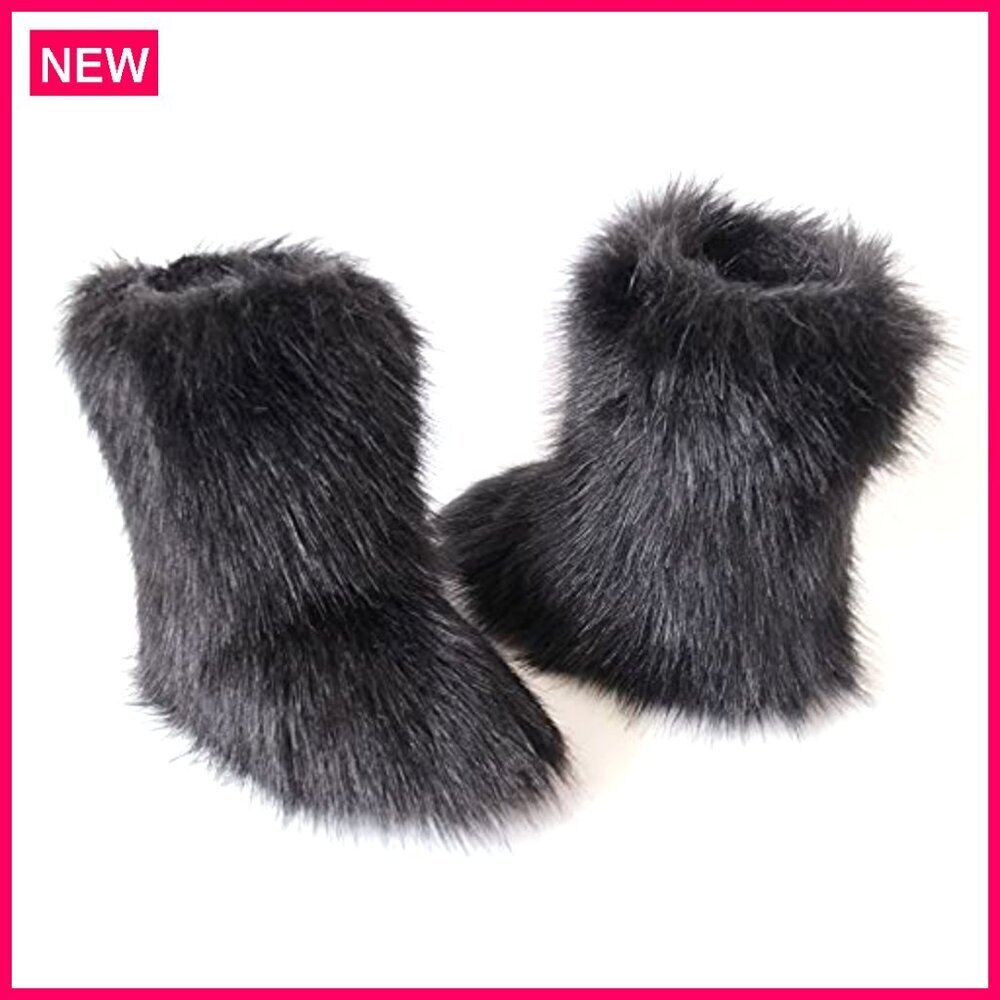 Women's Faux Fur Snow Boots Mid-Calf Warm Comfortable Outdoor Flat Shoes - Picture 3 of 8